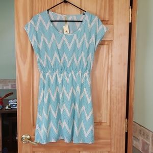 Fun Teal Chevron Mini Dress